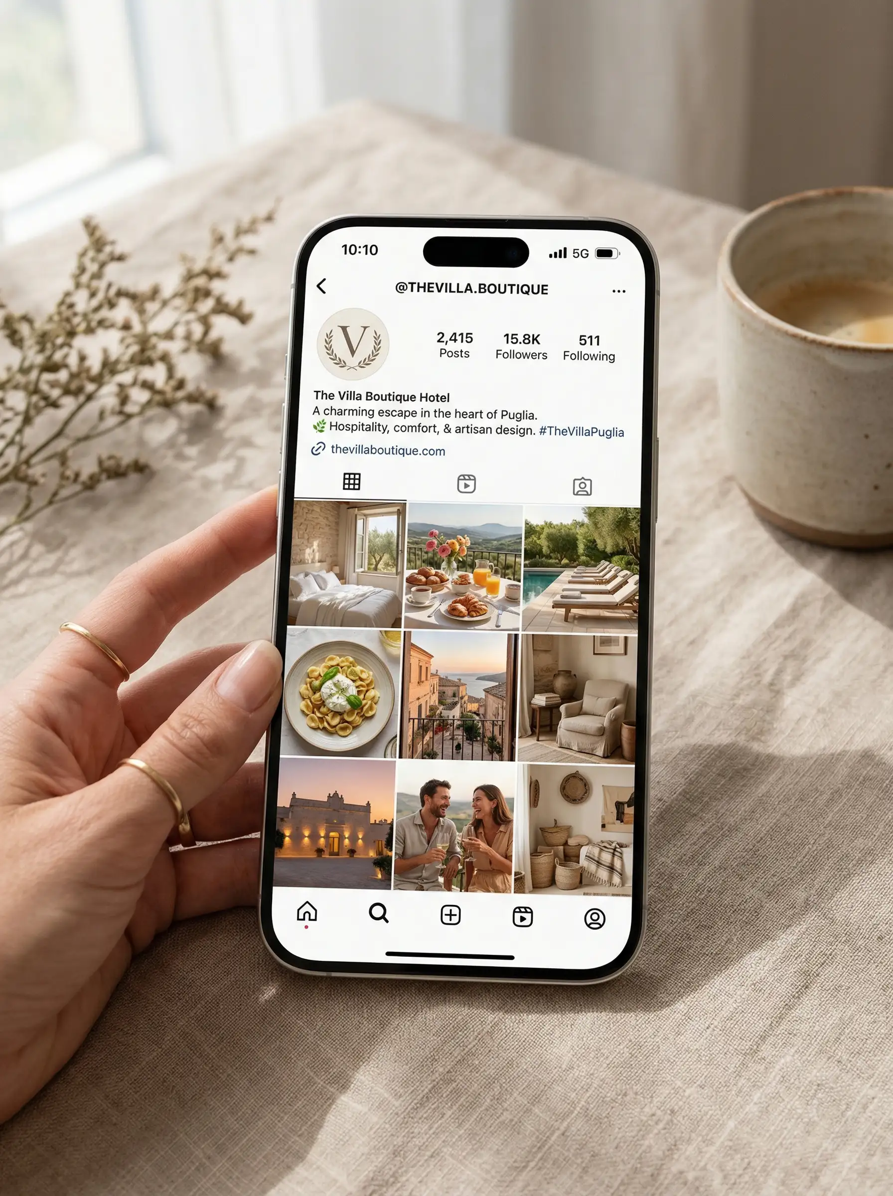 Hotel Instagram feed on mobile